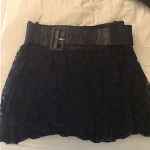 Black lace mini skirt
